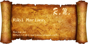 Rábl Mariann névjegykártya